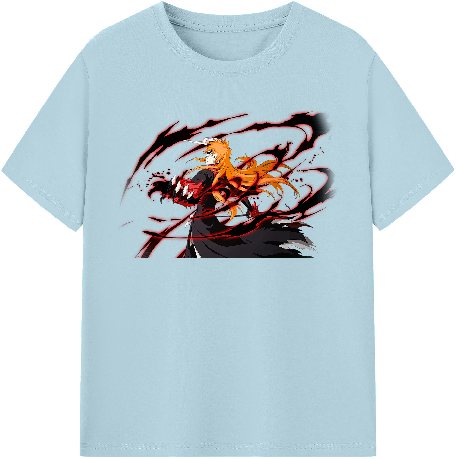 （画像用） ブリーチ 黒崎一護（くろさき いちご）BLEACH Kurosaki Ichigo 綿100％半袖Tシャツ（フロントプリント）